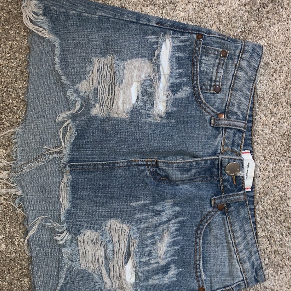 Distressed Denim Skirt